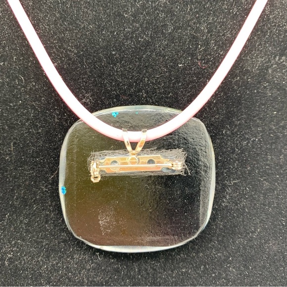 Blue Glass Pin Pendant Chord necklace - Picture 3 of 5